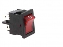 Switch rocker snap-in on/off rectangular red DPST 4A/250V IP40